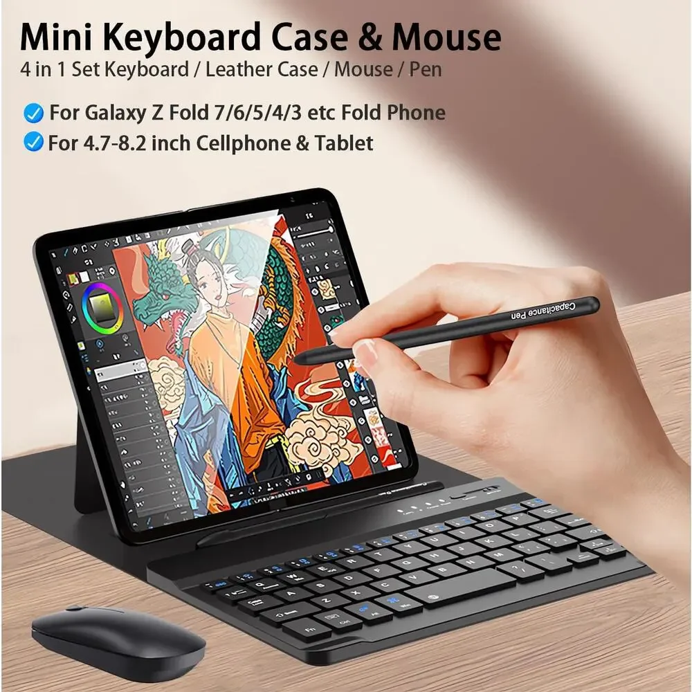 4-in-1 Wireless Keyboard Case for Galaxy Z Fold 8 Ultra/Z Fold8 Wide/7/6/5